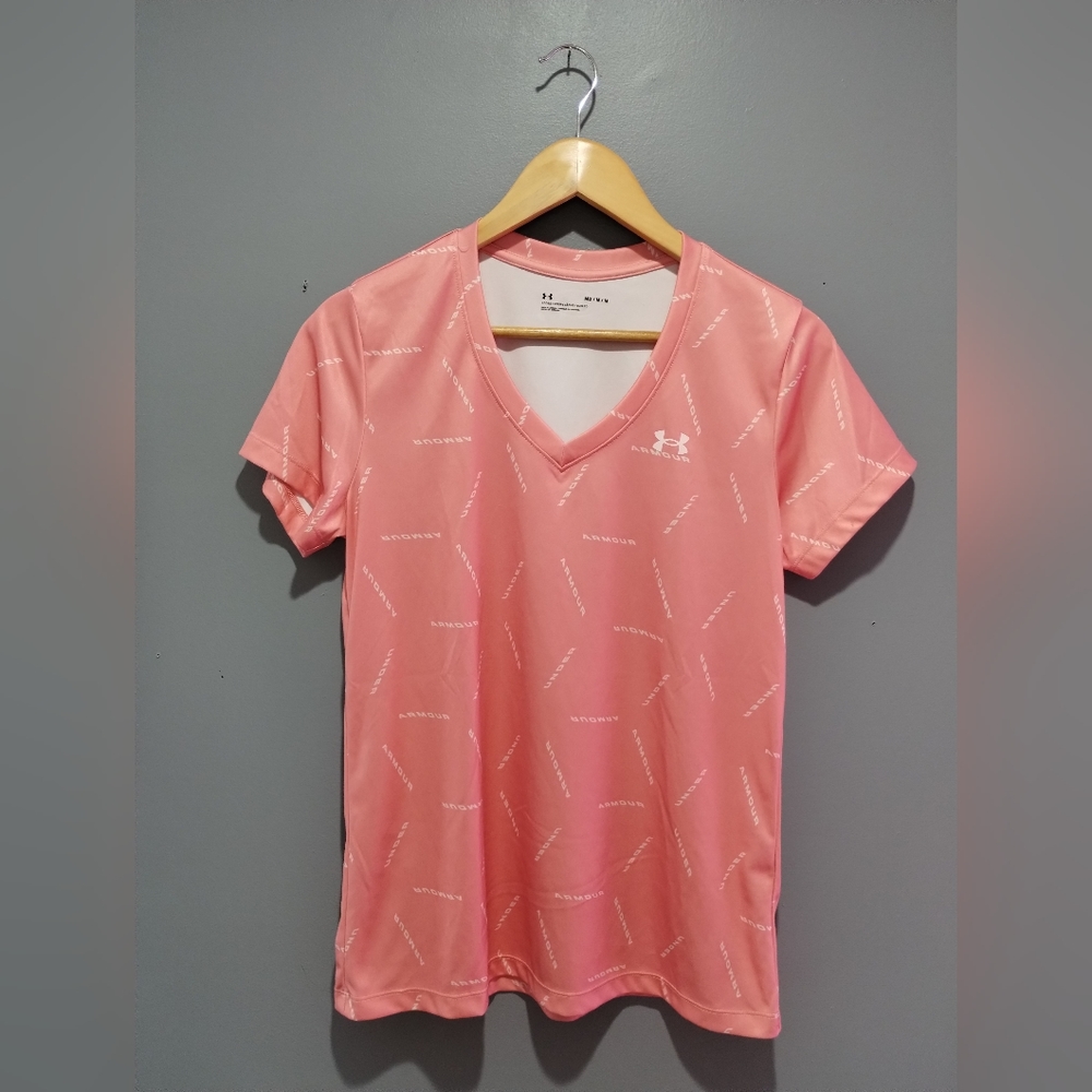 Under armour coral v-neck short sleeve loose polo